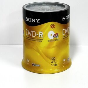 SONY DVD-R 100 Pack 120 Minutes 4.7 GB Blank Media Disc Sealed New